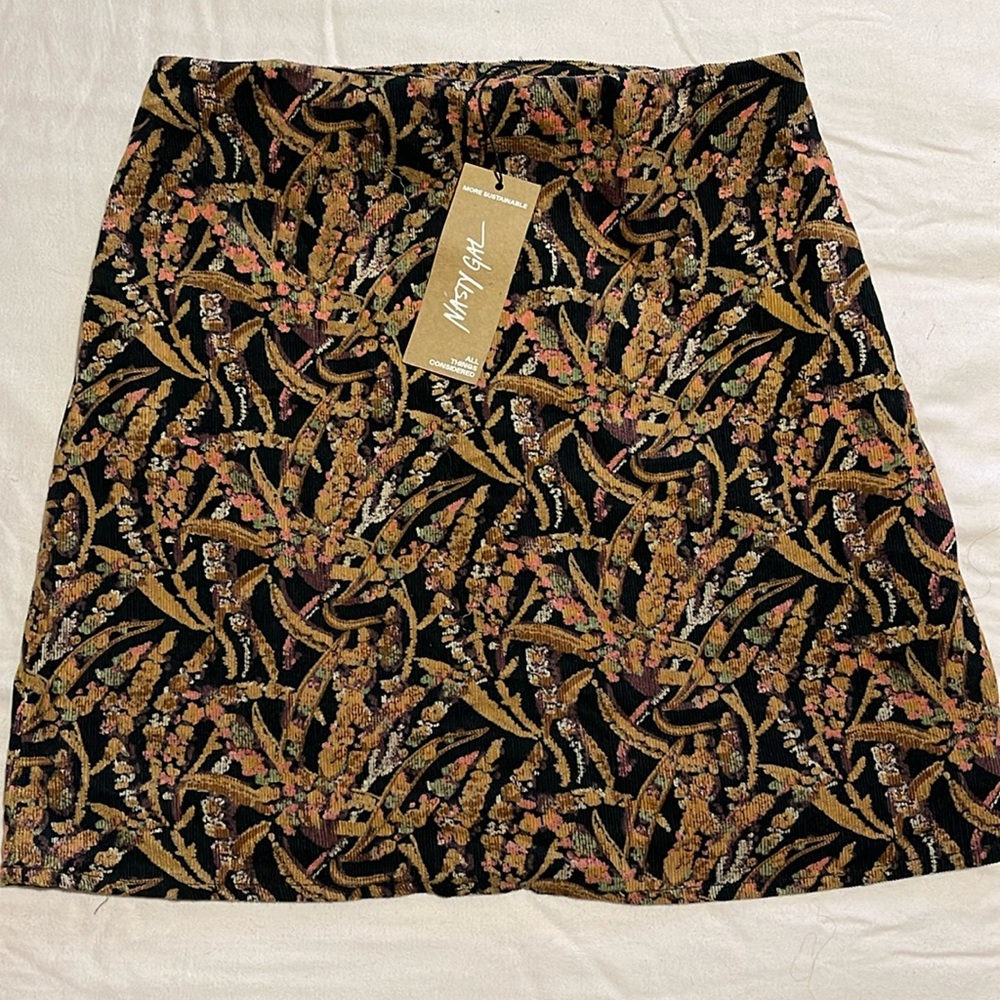 Nasty Gal printed baby cord mini skirt